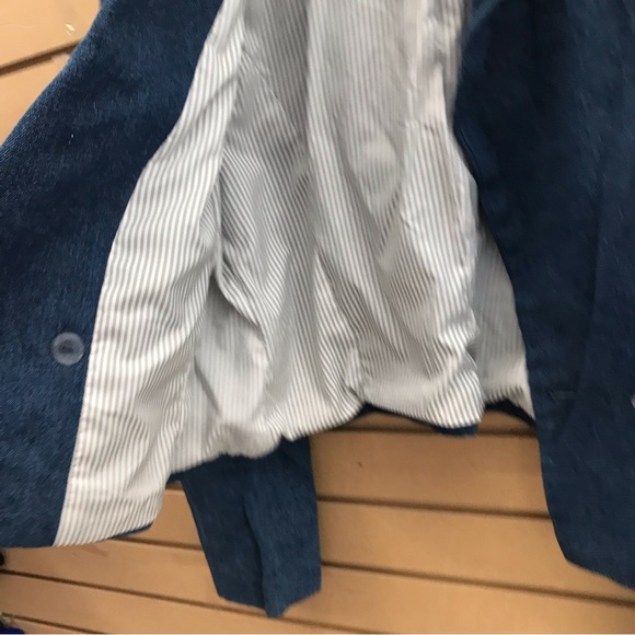 500 Maison Cinqcent Blue Denim Puff Sleeve Blazer Crop XL Jacket - Picture 10 of 16